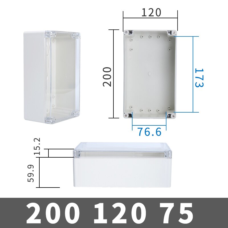Transparent Waterproof Outdoor Enclosure Plastic Box Electronic Project Case Instrument Electrical Box Junction Box Housing: Gold