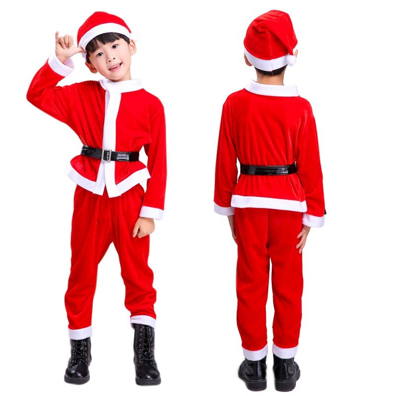 3pcs Christmas Costume Santa Claus Suit Male Costumes Children Clothing Set