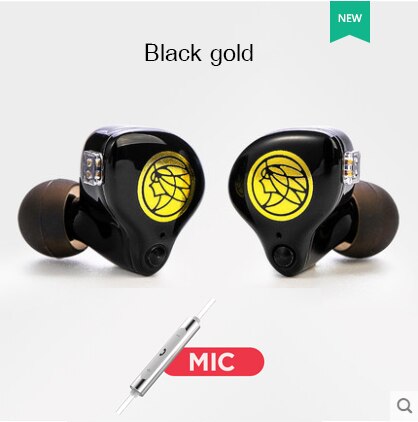 TFZ Live 1 wired earphones Monitor hifi 3.5mm 0.78m cable headset Active Noice Cancelling Detachable earbuds with mic for phone: 009Black Gold-MIC