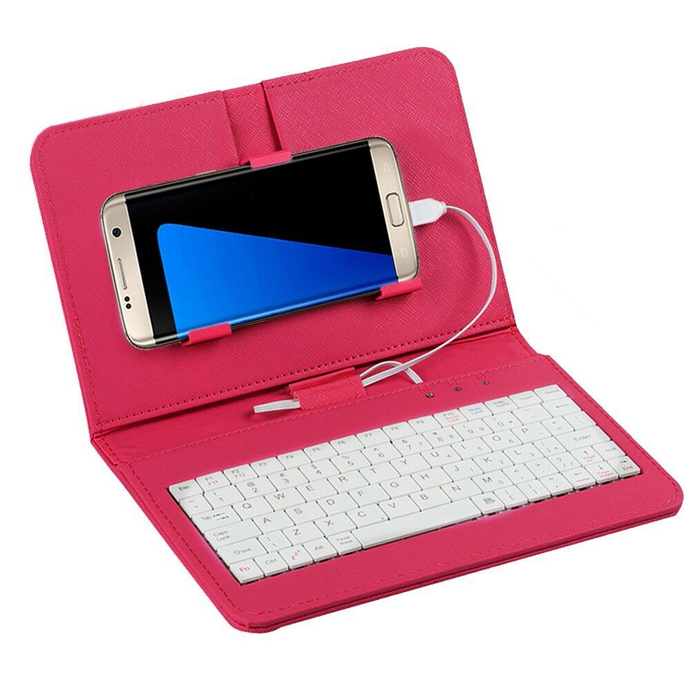 General Wired Keyboard Flip Holster Case For Andriod Mobile Phone 4.2''-6.8'' 20A: Red