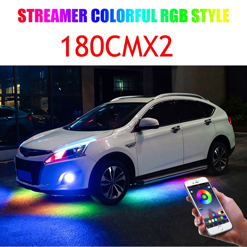 Bil underglød neon accent led strip lys app kontrol rgb auto udvendig undervogn dekorativ ambient atmosfære lampe