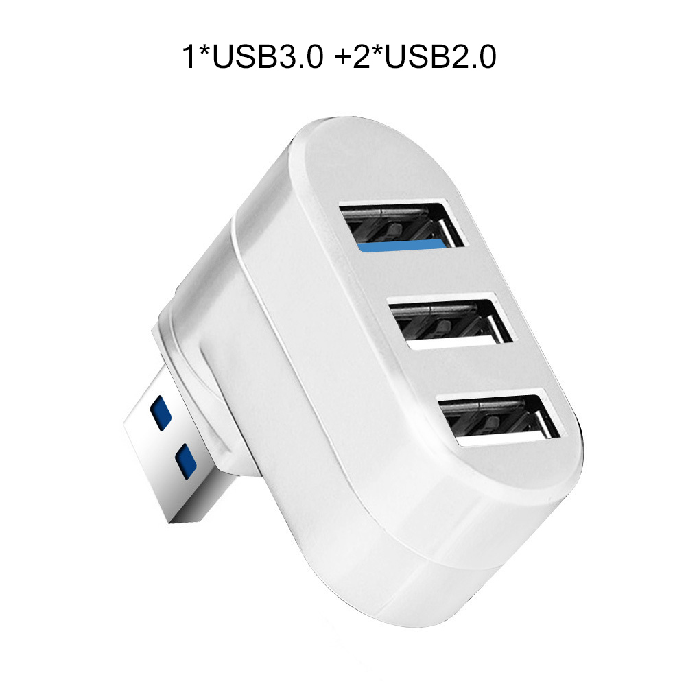 Mini USB HUB 3 Port USB 2.0 Splitter Straight Insertion Rotate Portable Slim HUB for iMac Desktop Laptop Accessories OTG Adapter: USB2.0 3.0 White