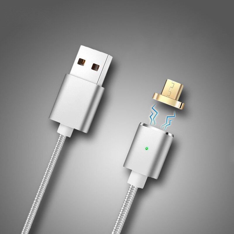 Usb-kabel micro usb magnetische kabel usb naar micro mannelijk naar mannelijk snel opladen data synchronisatie oplader nylon geweven kabel adapter 1m