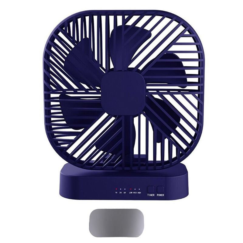 Magnetic Mini Fan USB or 4x AA Battery Powered Desk Fan with 3 Speed Timing Function Personal Fans for Camping Office: Blue Magnetic