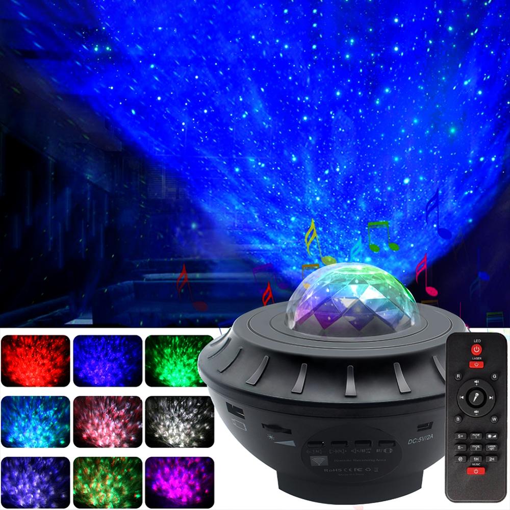 Farverig stjernehimmel galakse projektor blueteeth usb stemmestyring musikafspiller led natlys usb opladning projektionslampe: 09