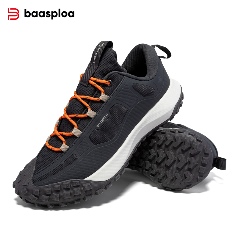 Baasploa Men Hiking Shoes Anti Splash Water Outdoor Sneakers for Men Comfort Casual Sneakers Male Non-Slip Wear Resistant