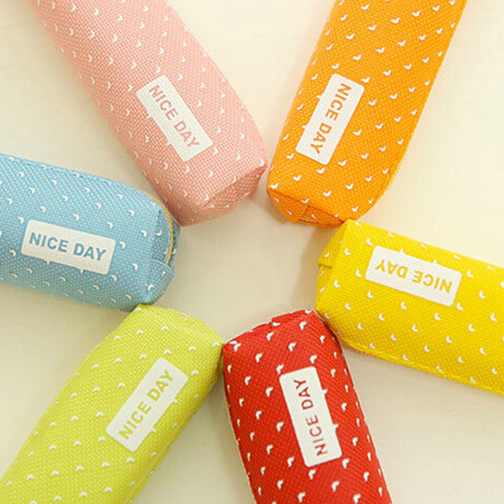 Etui Kawaii Dot Canvas Pen Bag Briefpapier Pouch Kantoor Schoolbenodigdheden