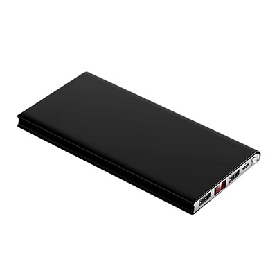 Portable Ultra-thin Polymer 20000mAh Power Bank Poverbank Dual USB Ports External Battery Charger for Mobile Phones Tablets: Black