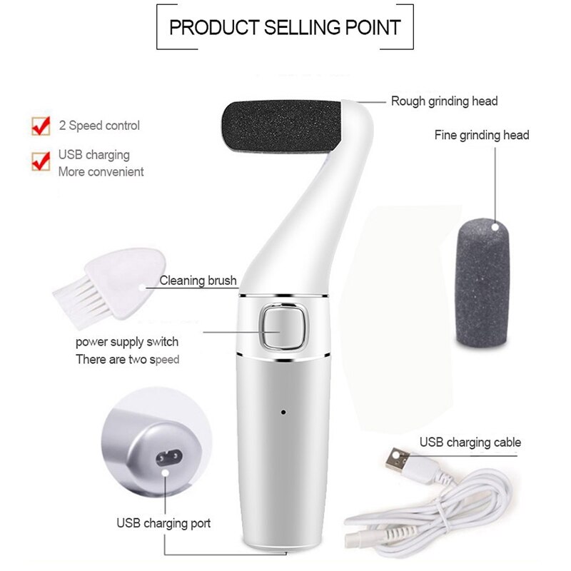 Elektrisk fotvård verktyg uppladdningsbar pedikyr maskin för fot hårt torr död hud peeling fil fötter vård callus remover