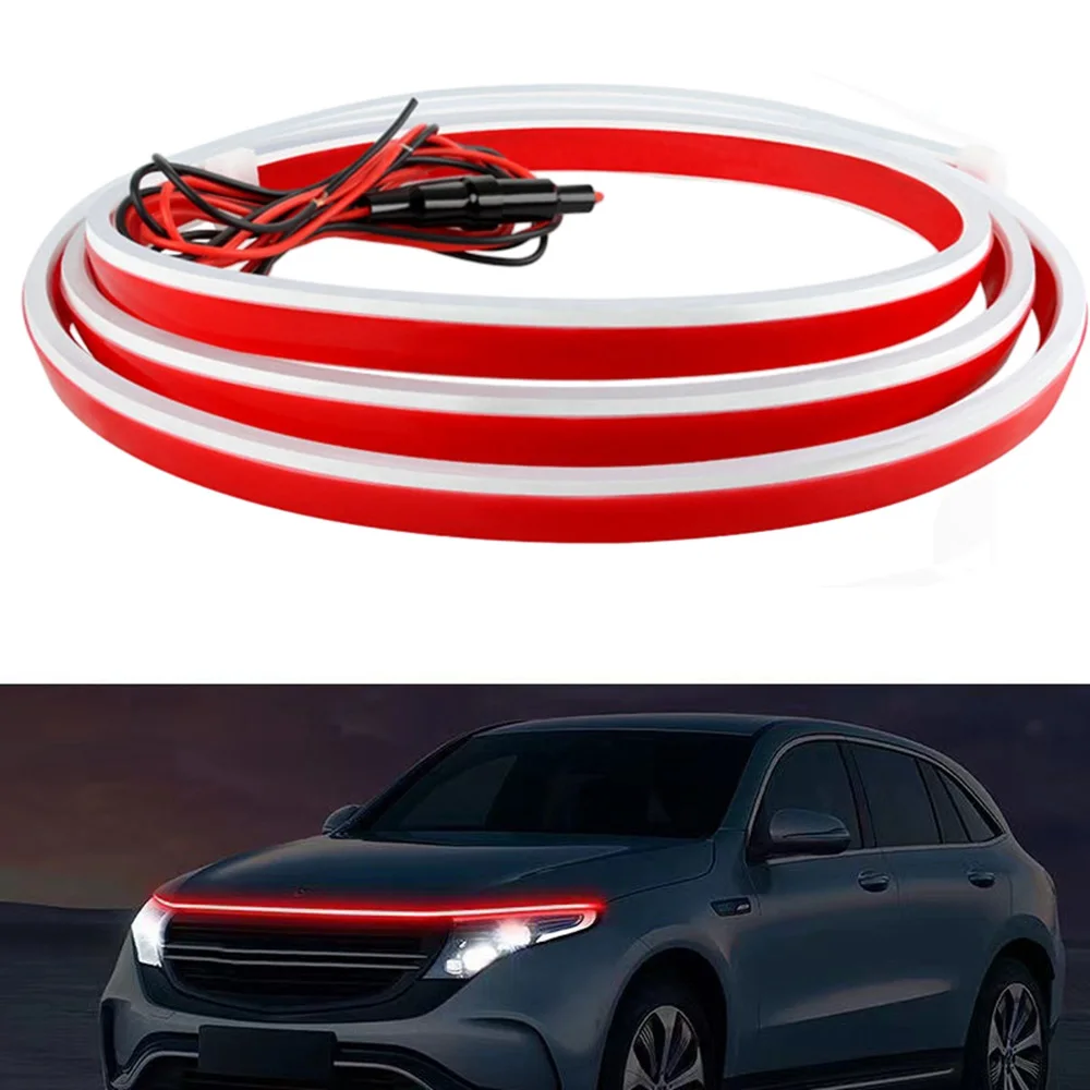 Flexible Car Hood Light Strip Scan Starting DRL Daytime Running Lights Auto Headlight Strips Led Decorative Lamp Car Assecories: changeable / 4300K