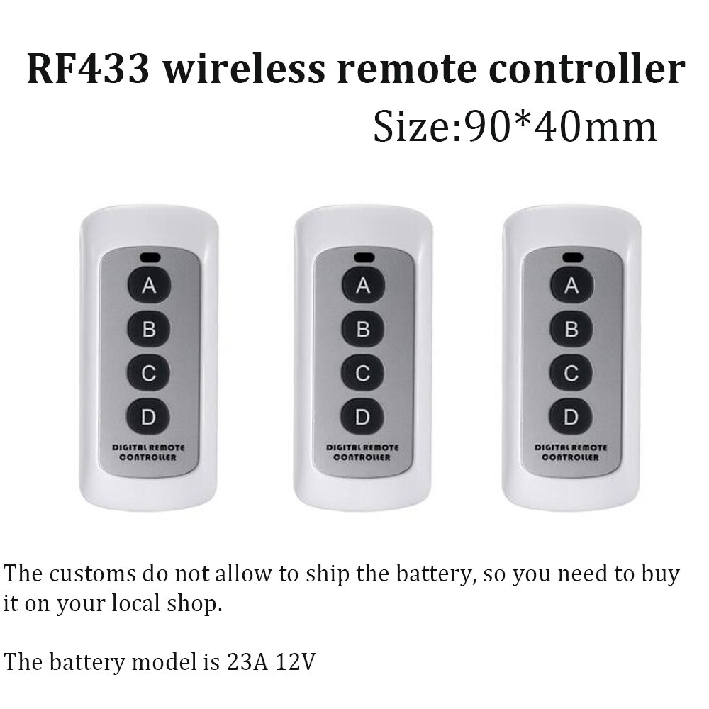 wireless digital remote controller RF433 433MHZ RF 433 remote control equipped support wall light RF433 switch no battery
