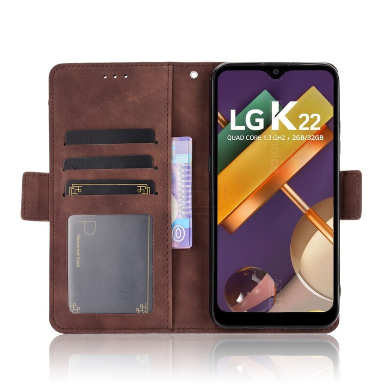 Étui portefeuille en cuir à rabat pour LG K22, couverture de livre magnétique de luxe pour téléphone portable