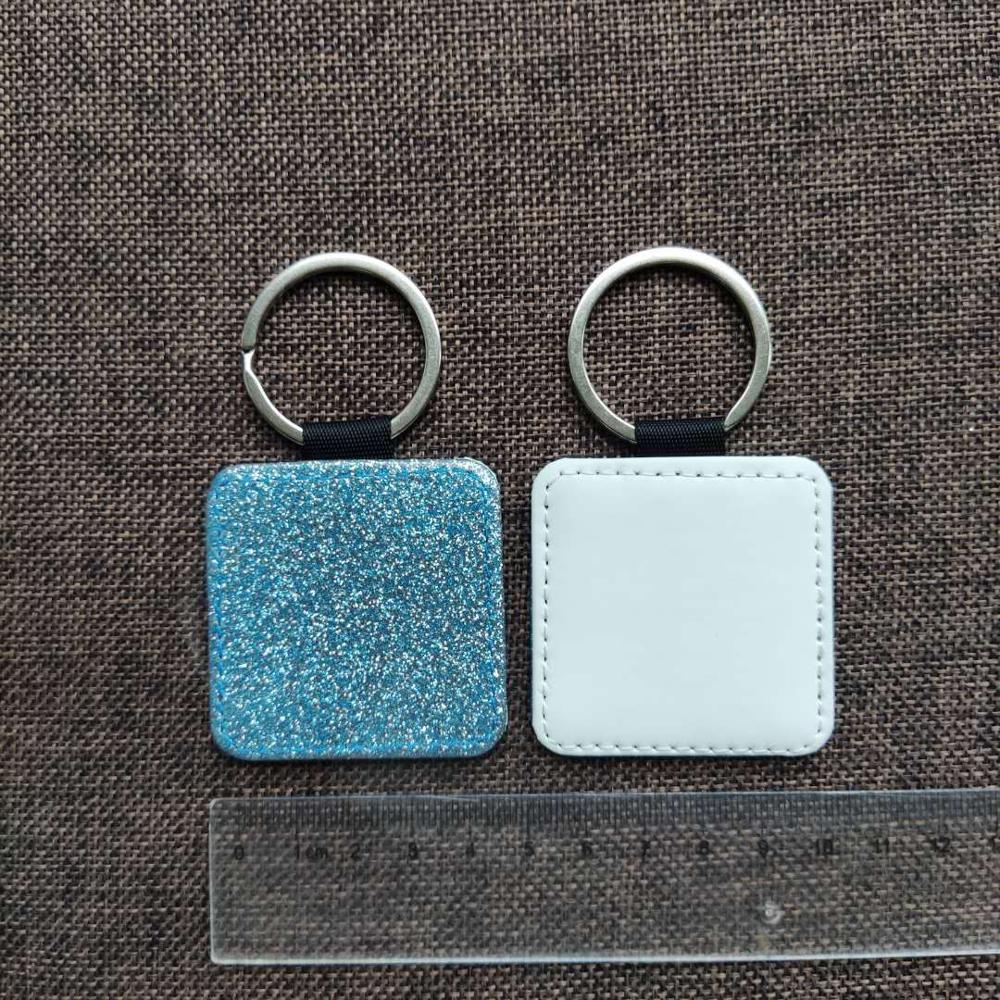 Gratis Shipping10pcs Leeg Sublimatie Bling Lederen Hanger Tags Sleutelhangers Diy Afdrukken Sublimatie Inkt Transfer Papier Afdrukken: Blue Square