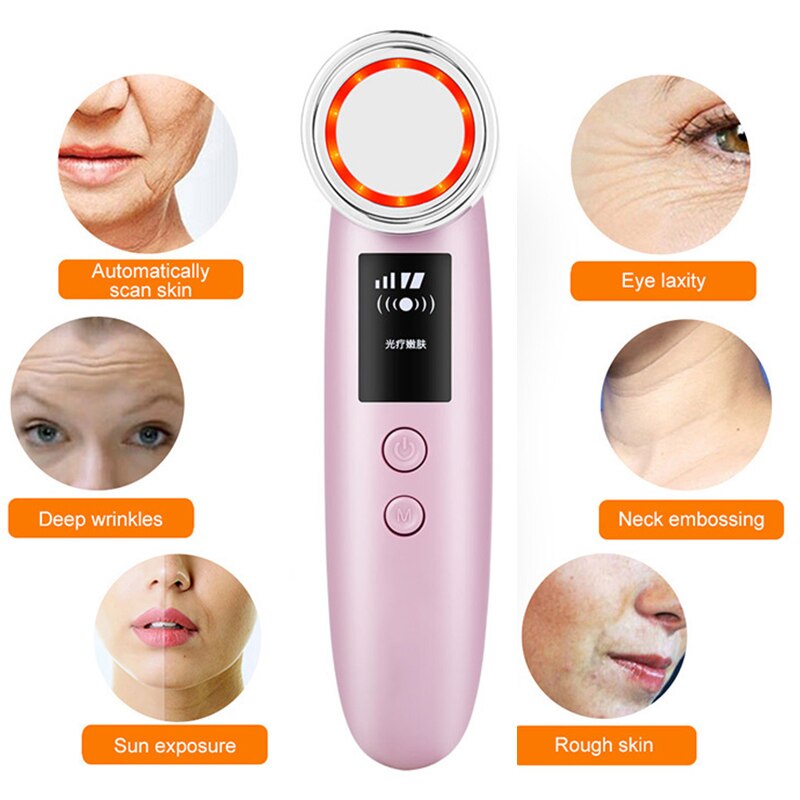 LED RF Photon thérapie peau du visage levage rajeunissement dispositif de Vibration Machine EMS Ion microcourant mésothérapie masseur