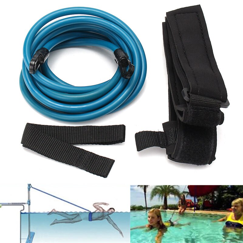 Newest 4m Adjustable Adult Kids Swimming Bungee Exerciser Leash Training Hip Swim Belt Cord Safety Swimming Pool Accessories