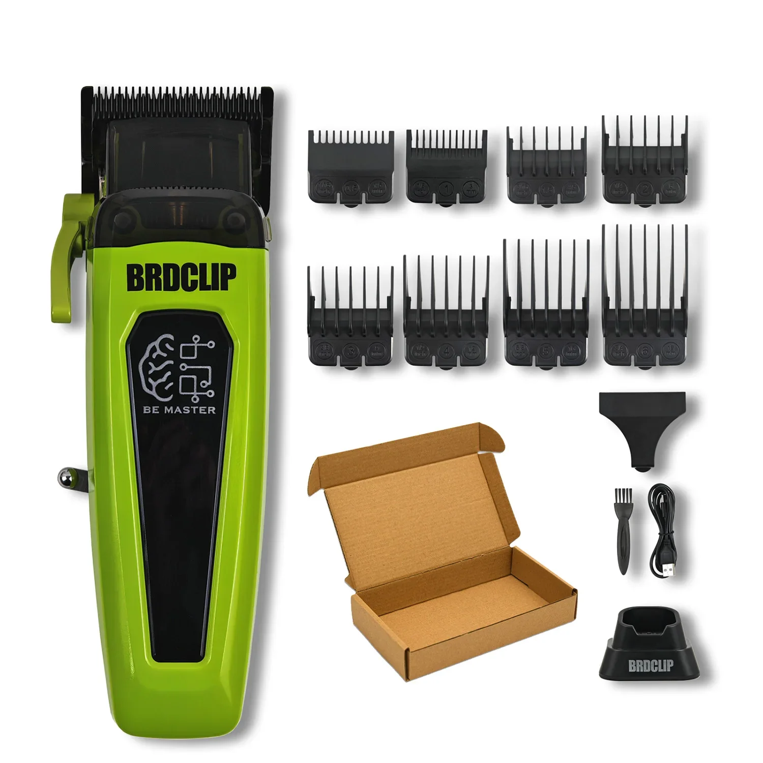 BRDCLIP BRD106 cortadora de pelo eléctrica inalámbrica con cabezal de aceite , cortadora de peluquería de 7500RPM, máquina de peluquero con cuchilla DLC para hombres: YELLOW
