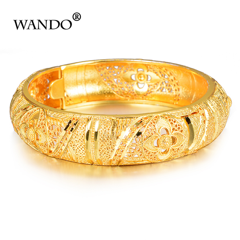 WANDO más brazalete etíope ancho para mujeres Color oro Dubai pulsera de de boda árabe africano Bonzer joyería wb152