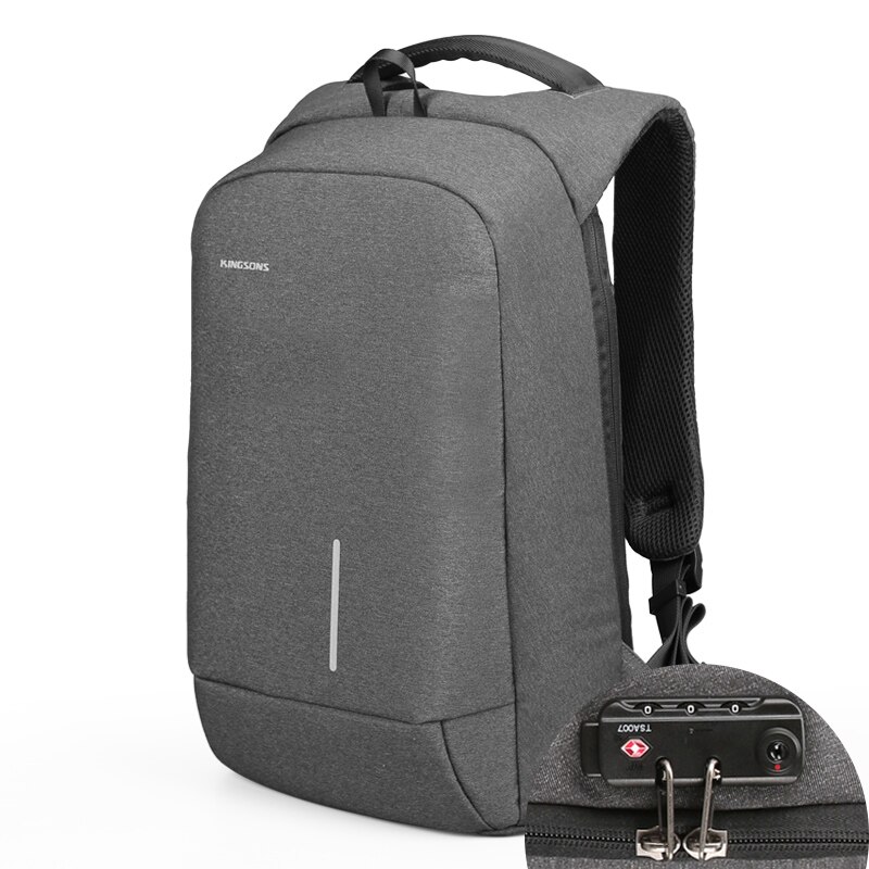 Kingsons Anti-Diebstahl Männer Rucksack Kleine Männliche Rucksack 13.3/15,6 zoll Laptop Rucksack lässig Schule Taschen für Jugendliche jungen: dunkel grau 15 sperren