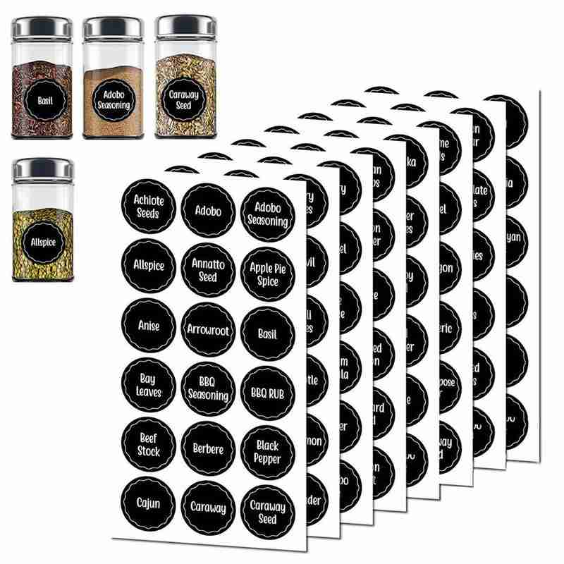 8 Sheets/Set 144 Stickers Kitchen Spice Label For Food Bottle Chalkboard Stickers Storage Container Room Label P8R7