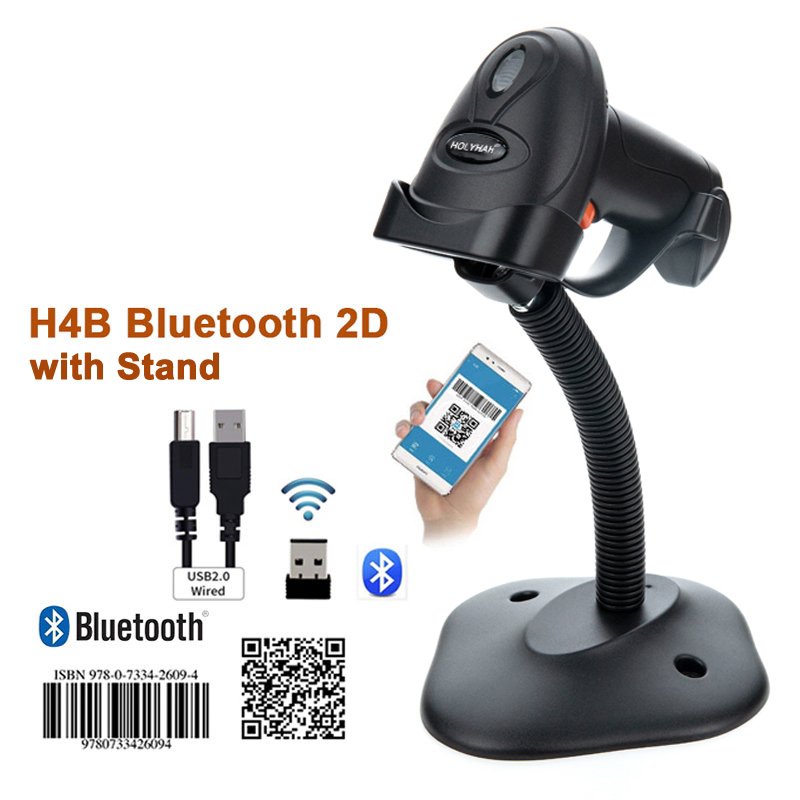 Holyhah Barcode Scanner H4 wired H4W wireless 2D and H4B Bluetooth 2D barcode reader: green
