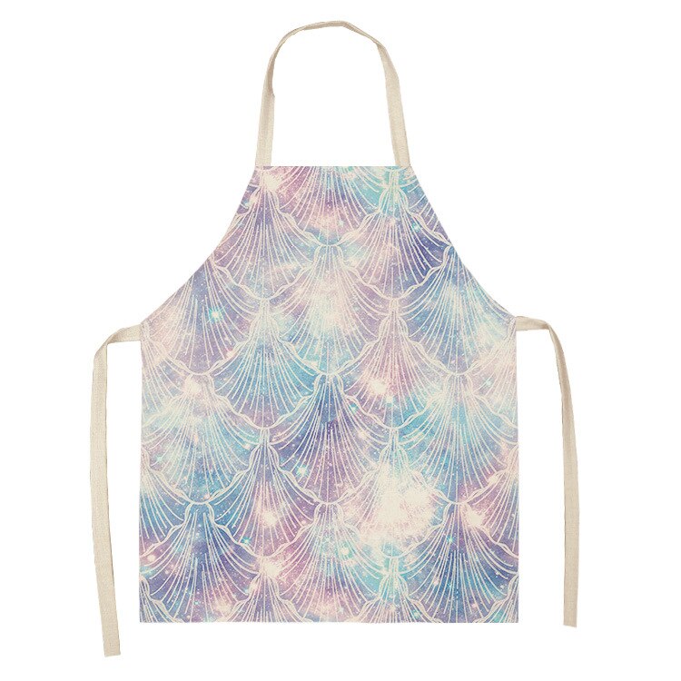 kid apron Kawaii Girl Mermaid Printed Sleeveless Aprons Kitchen Women Cotton Linen Pinafore Home Cooking Baking Waist Bib: 1 / 38x47cm