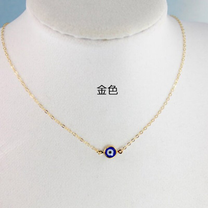Einfache Glück böse Auge Anhänger Halskette für Frauen Männer Blau Harz transparent Runde Wasser Tropfen Türkischen Schmuck Kette Halsband: Auge Halskette 12