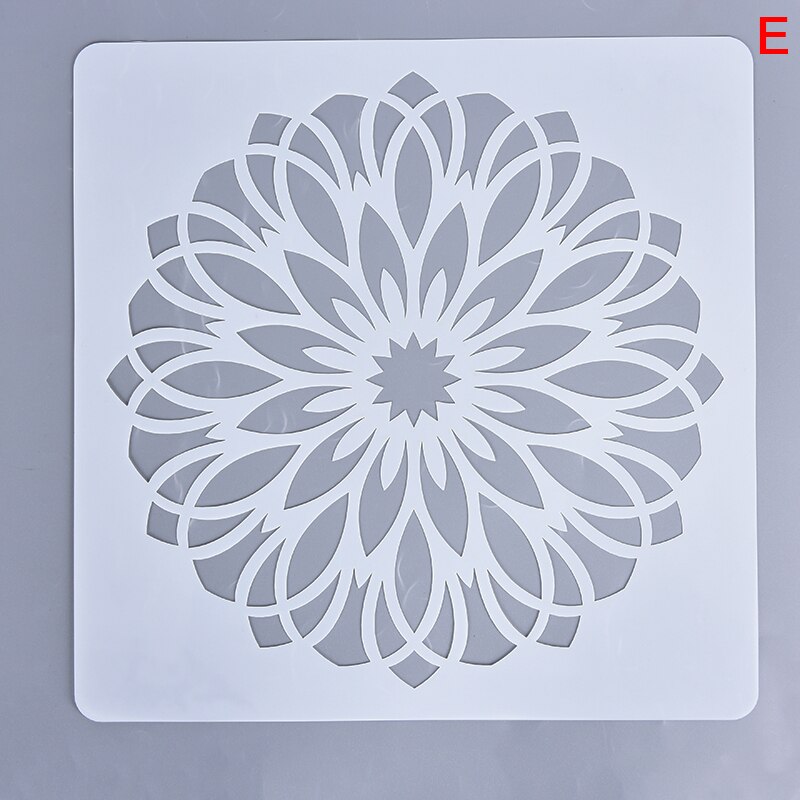 Mandala Lotus Schablone Malerei Geometrie Boden Zauberstab Dekorative Vorlage DIY Sammelalbum Färbung Präge Album Werkzeug: E