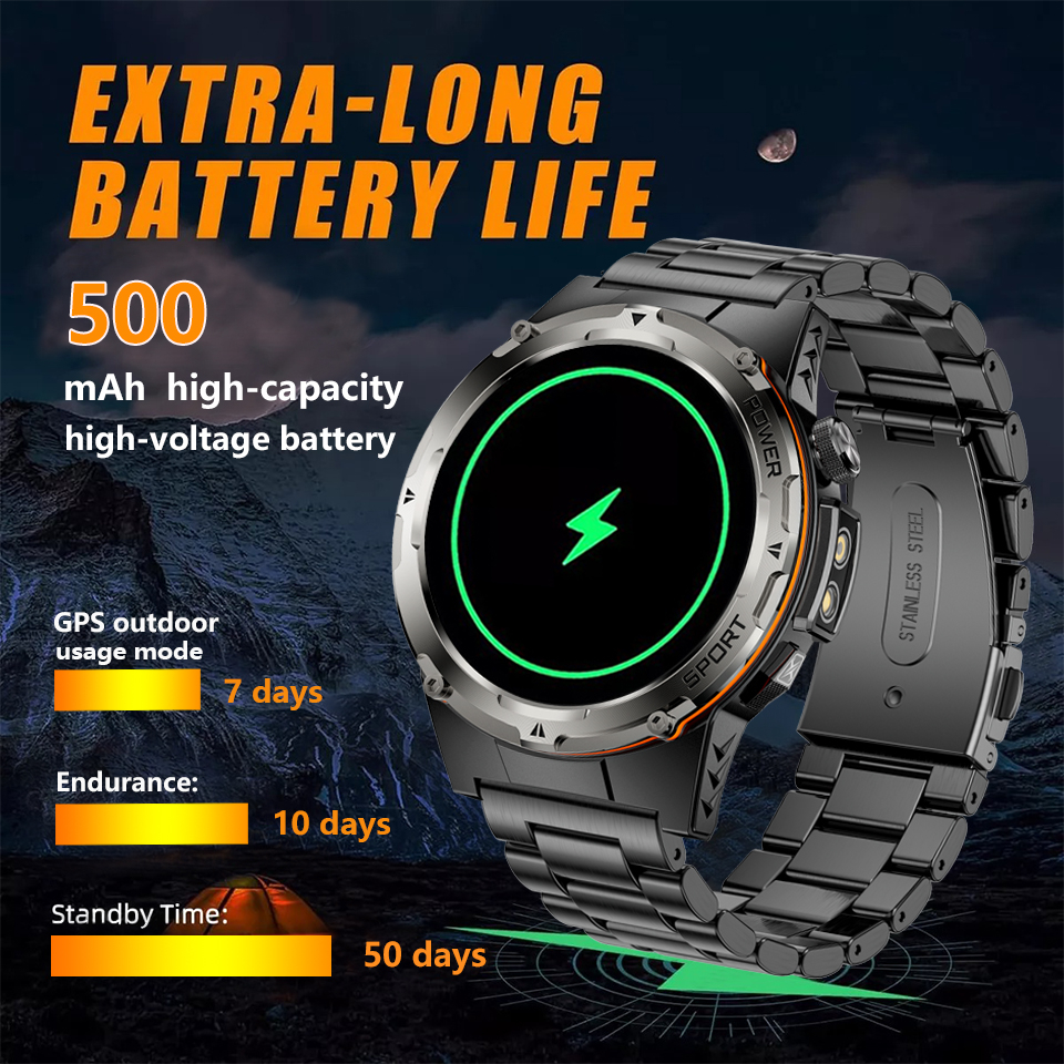 2025 novo relógio inteligente militar masculino ip68 à prova dip68 água esportes ao ar livre rastreador de fitness monitor saúde bt chamada 365nm uv + infravermelho