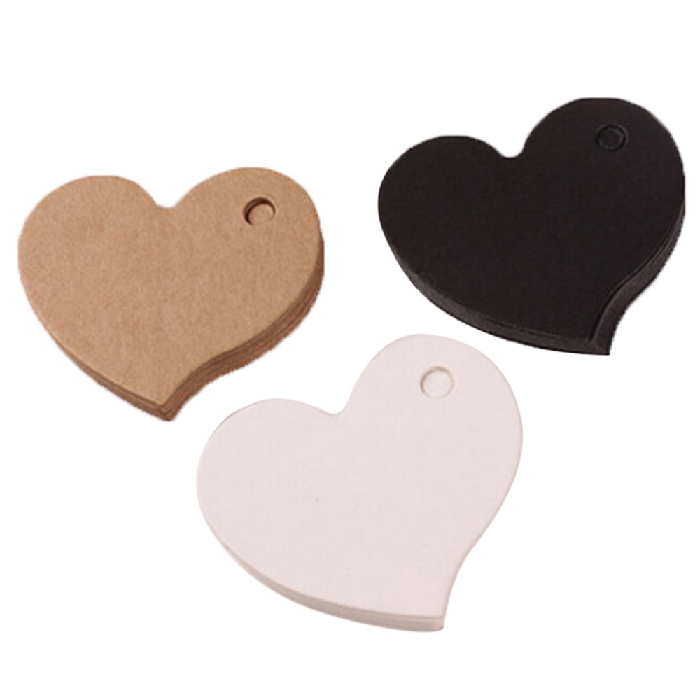 50pcs/set Blank Heart Shape Craft Paper Hang Tag Wedding Party Label Price Cards Decoration Bookmark 4.5*4cm