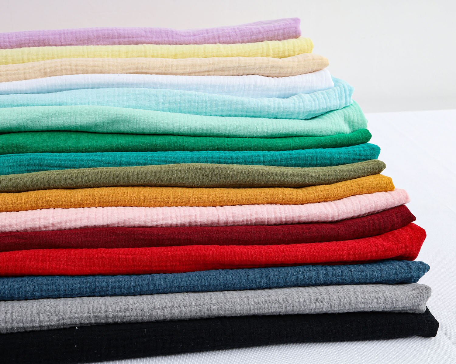 2-Layered Gauze Soft Crinkle Cotton Muslin Fabric 135x50cm - Sold By The Half Meter