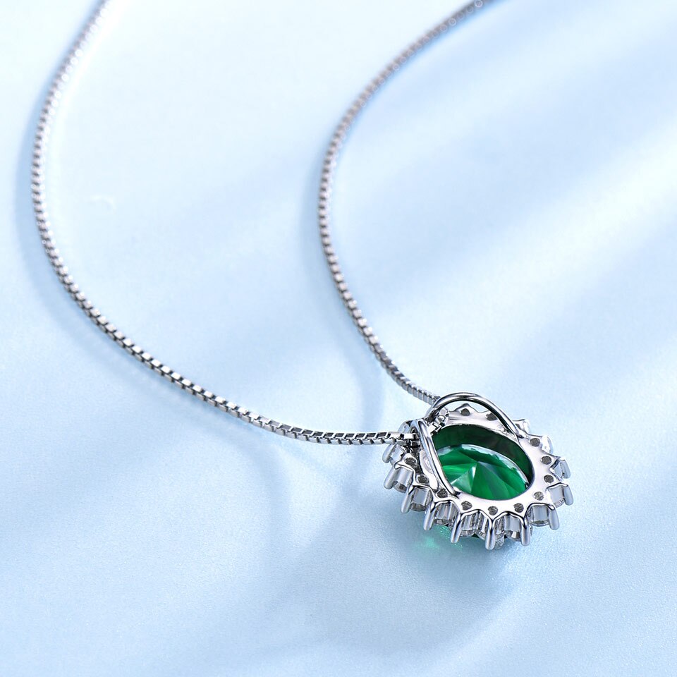 UMCHO Oval 8*10mm Edelsteen Nano Emerald Hanger 925 Sterling Zilveren Kettingen Voor Vrouwen Huwelijkscadeau Fijne Sieraden met Ketting