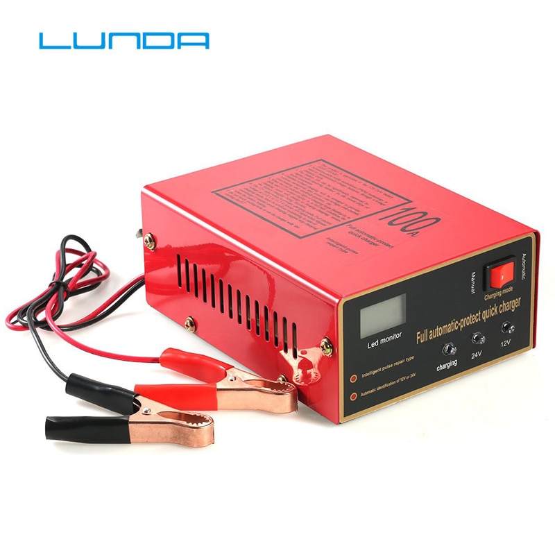 Auto Batterij Oplader 12 V 24 V Volledige Automatische Electricintelligent Koper Acculader Puls Reparatie Soort 100AH Voor Motorfiets