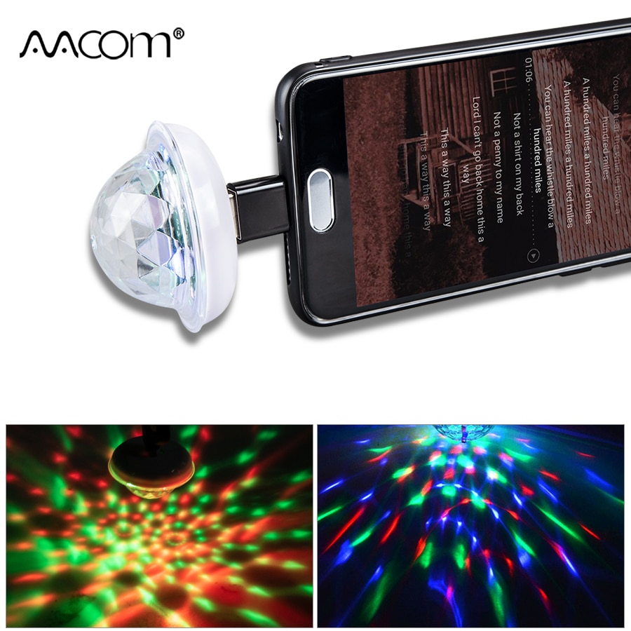 Muziek Sensor USB Mini Disco Podium Verlichting Effect Licht DJ Crystal Magic Ball Lamp gelden Telefoon Micro usb/ lightning/Type C