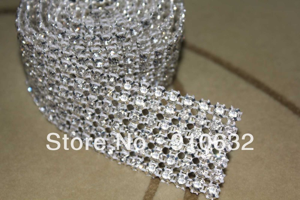 1 yard diamant 6 rækker 5mm a klasse ægte rhinsten krystal bryllupskage banding trim kage bånd syning til taske sko tøj