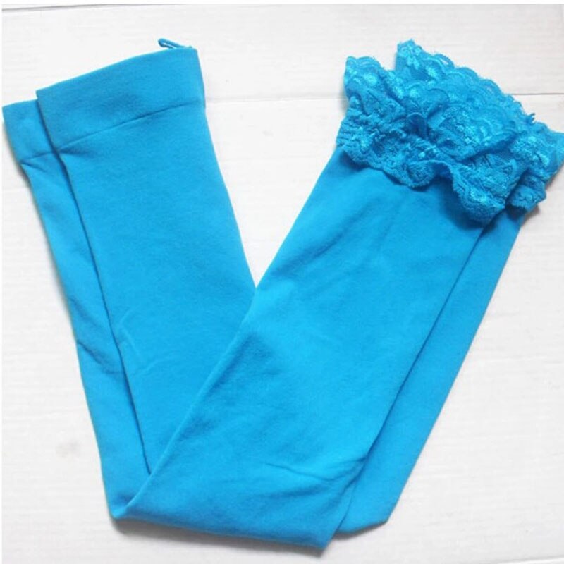 Pige leggings efterår forår stretch børn blonde leggings skinny capris bukser elastisk fløjl elastiske leggings pige bukser: Himmelblå