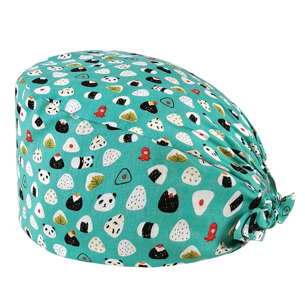 pure cotton cartoon print nurse cap operating room unisex work cap hospital nursing scrub cap: 22054