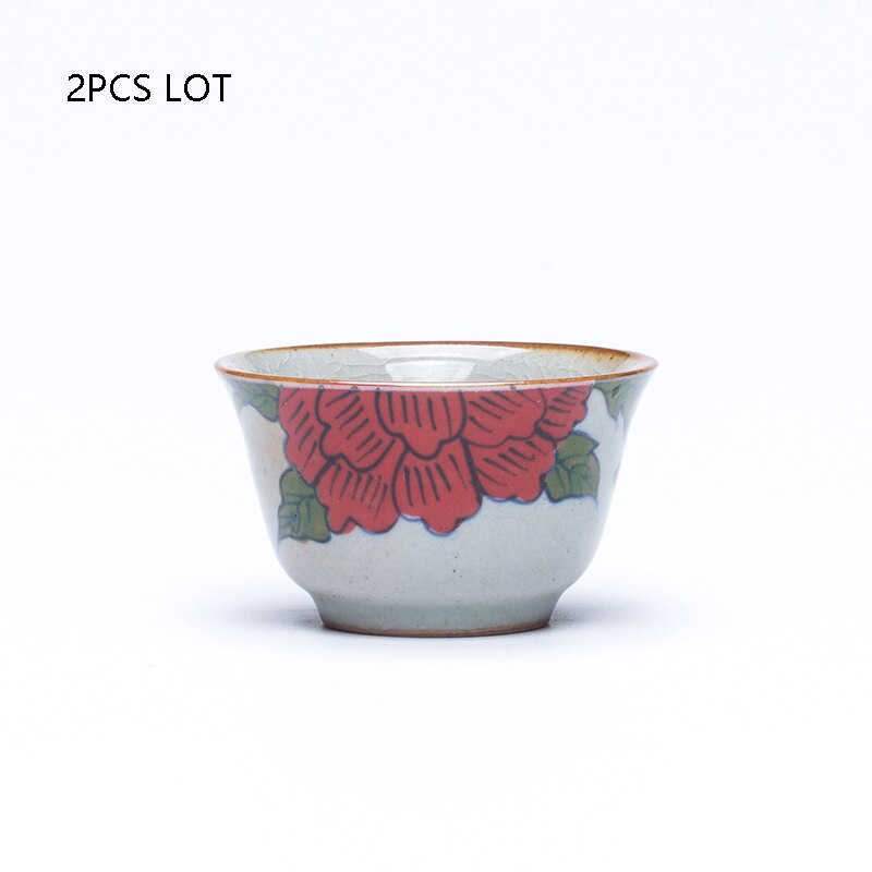 45/55 Ml Jingdezhen Keramische Porselein Handgeschilderd Rode Bloem Patroon Theekopje Chinese Kung Fu Thee Set Kleine Sake Kom puer Thee Cup: E