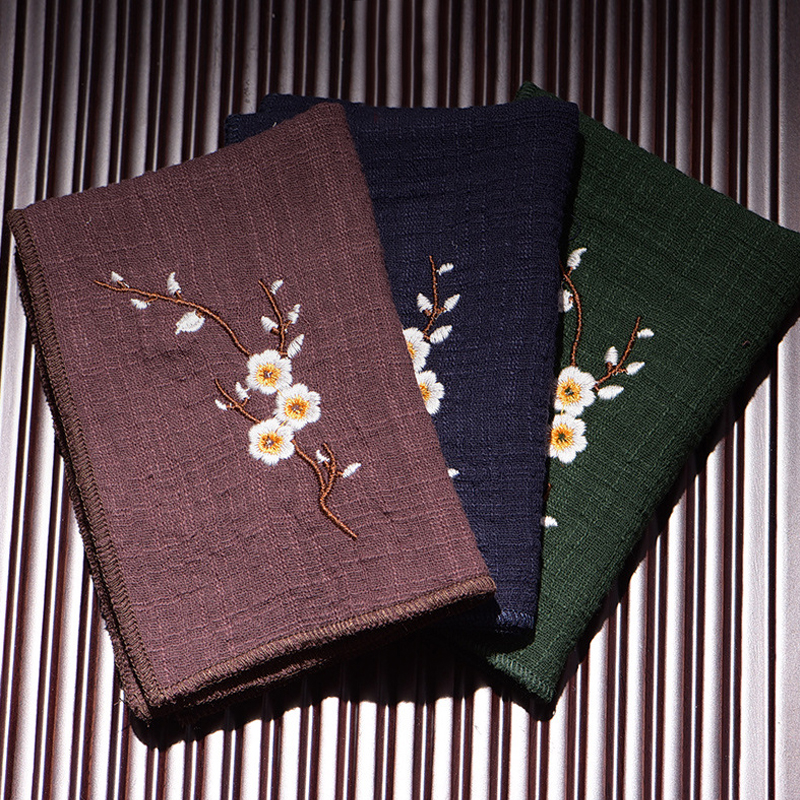 Toallas de té chinas bordadas, tejido con patrón de ciruela, absorción de agua, cuenco ecológico, accesorios de limpieza de tetera, 1 ud.