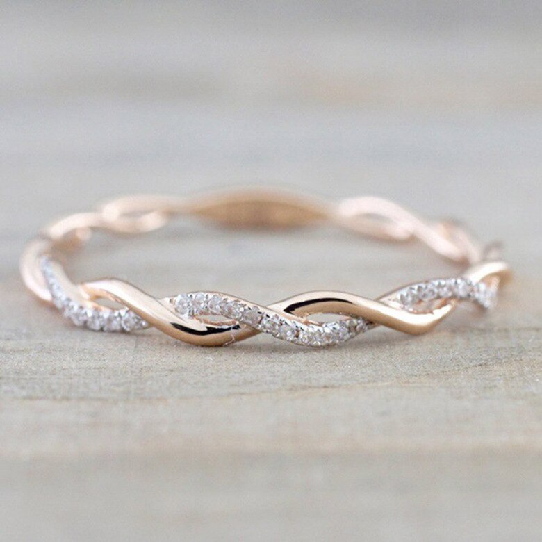 rose gold silver color eternity band ring for girl lovers love Christmas jewelry новый год подарки R5055