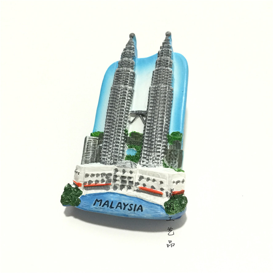 Malaysia 3D Fridge Magnet Tourist Souvenirs Kuala Lumpur Petronas Twin Towers Decorative Refrigerator Magnetic Sticker