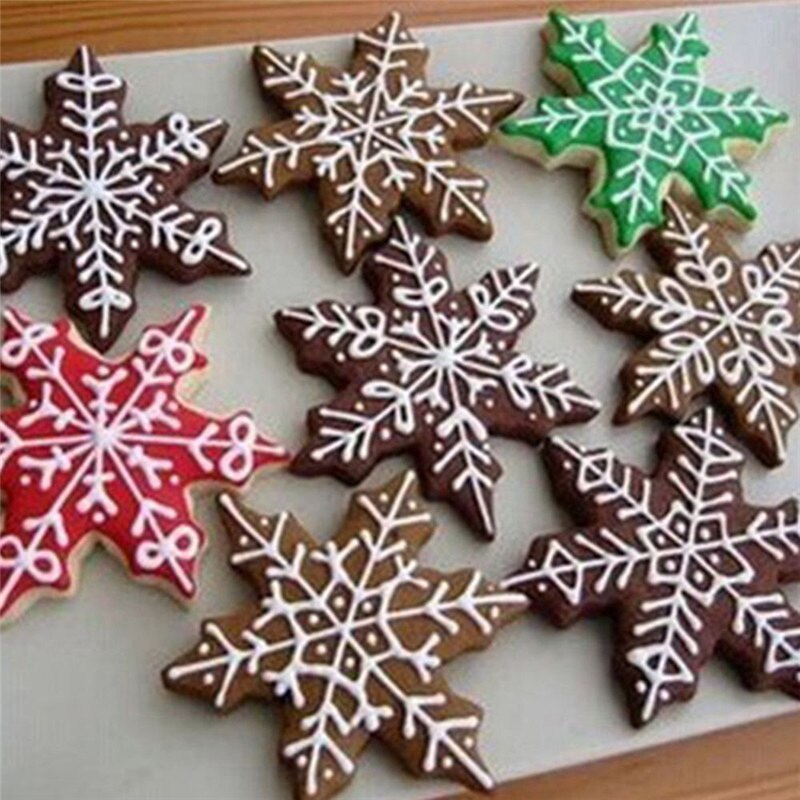 3 Stks/set Sneeuwvlok Mallen Rvs Cookie Cutters Cake Biscuit Moulds Fondant Icing Mold Kerst Bakvorm