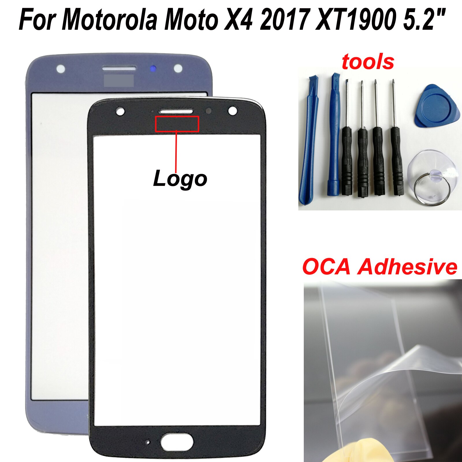 Shyueda + OCA para Motorola Moto X4 XT1900 5,2 "repuesto de cristal de pantalla frontal exterior