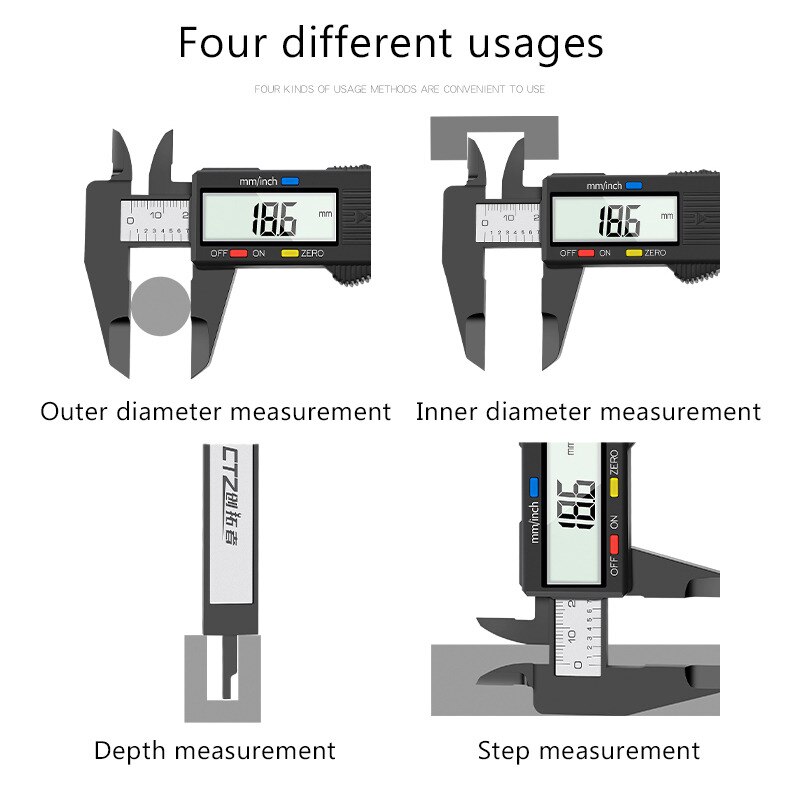 Digital Vernier Caliper 0-150mm 6-inch LCD Electronic Carbon Fiber Altimeter Micrometer Measuring Tool