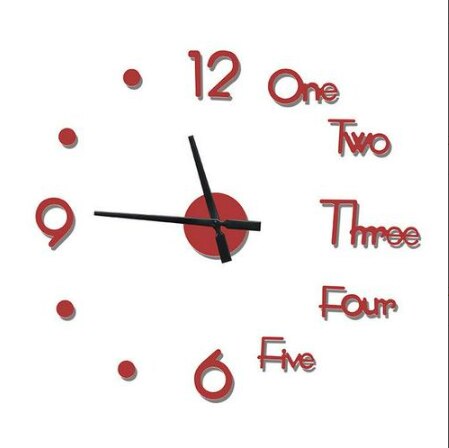 Modern DIY Large Wall Clock Sticker Digital 3D Wall Big Clocks Home Office Decor Living Room Decoration horloge murale: red  XL size