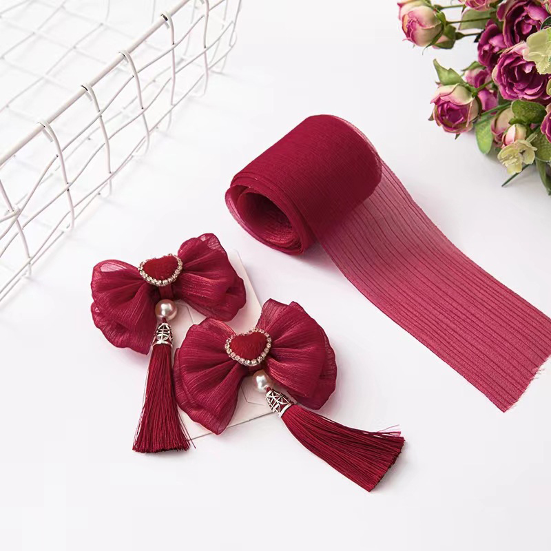 Chiffon Band Falten Gittergewebe Einfarbig Band DIY Schleife Kasten Blume Verpackung Verpackung Garn Band Hochzeit Party Dekoration