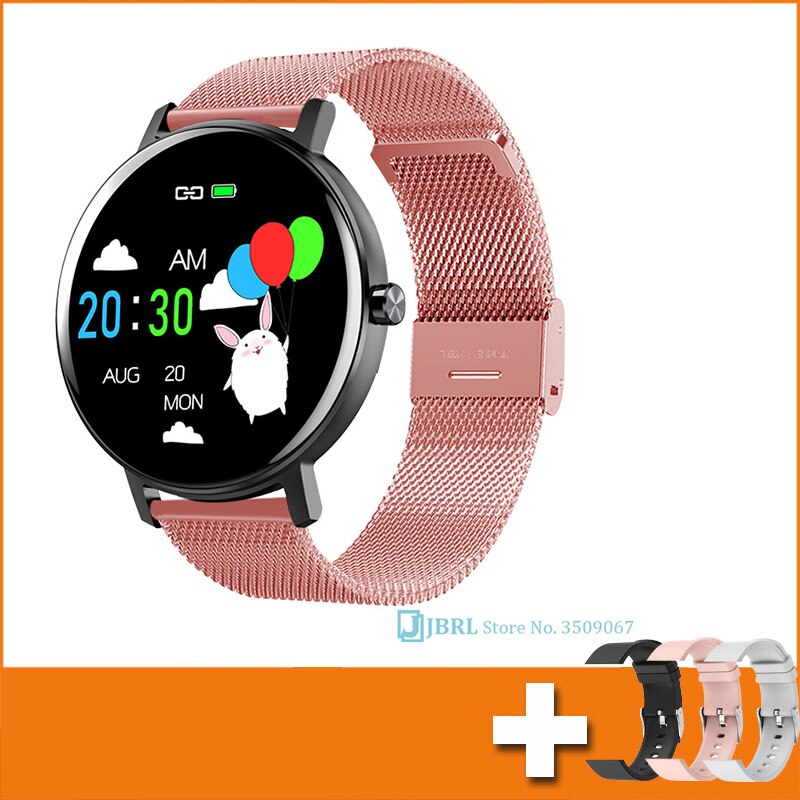 Banda inteligente redonda dos homens das mulheres pulseira inteligente rastreador de fitness para android ios smartband superior toque completo pulseira de pulso inteligente banda: gold add strap 6