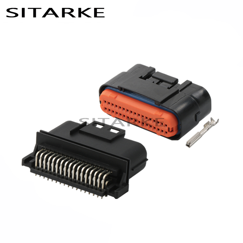 Conector de cable macho hembra sellado ECU automotriz, 34 Pines, enchufe Pcb para motocicleta YAMAHA, MX23A34XF1, MX23A34SF1, MX23A34NF1: Verde militar / 5-9 Unids