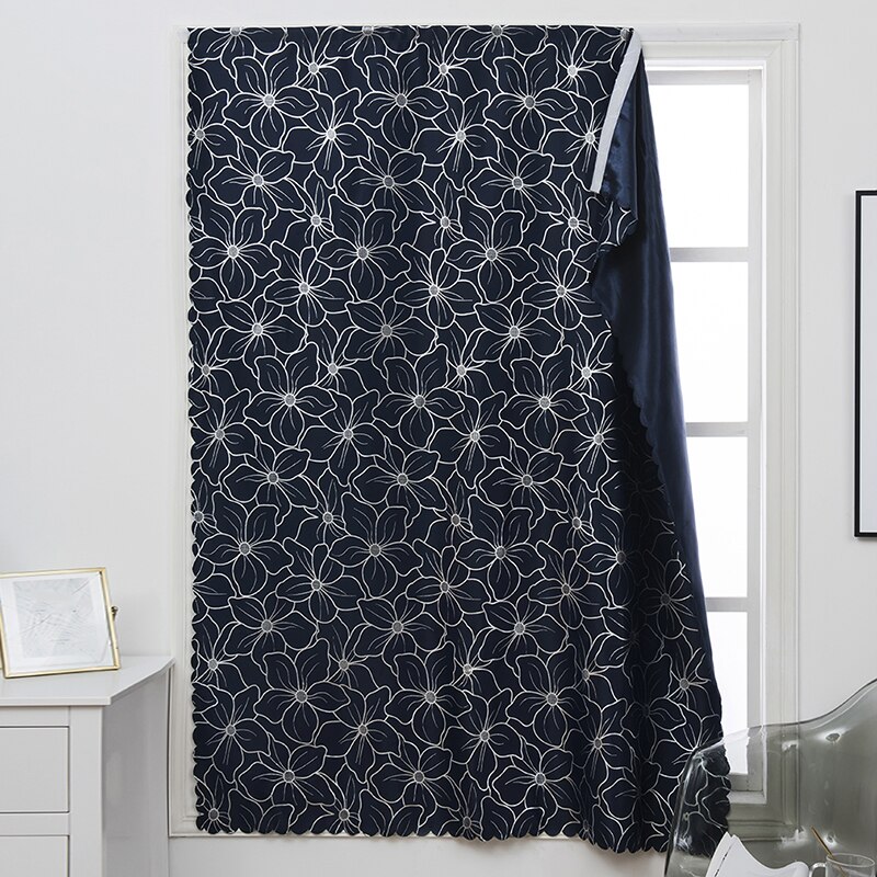 Punch-free Velcro Blackout Curtain For Living Room Bedroom Window Curtains Protective Wall Easy Install Drapes Blinds шторы: navy blue