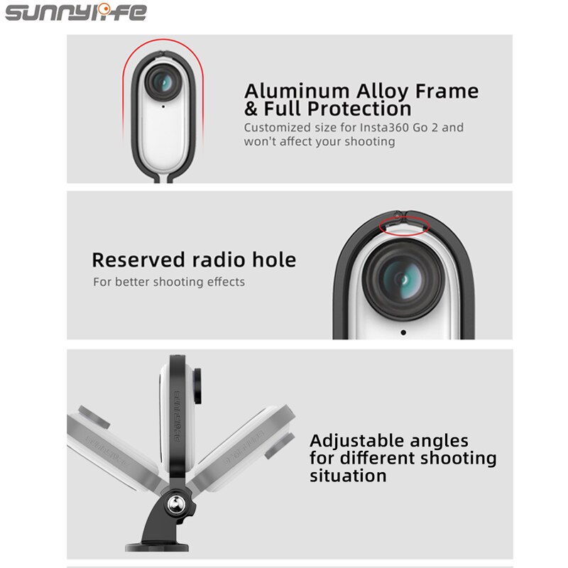 Insta360 Go 2 supporto per telaio in metallo adattatore in lega di alluminio 1/4 stabilizzatore per staffa angolare regolabile per Insta360 Go 2