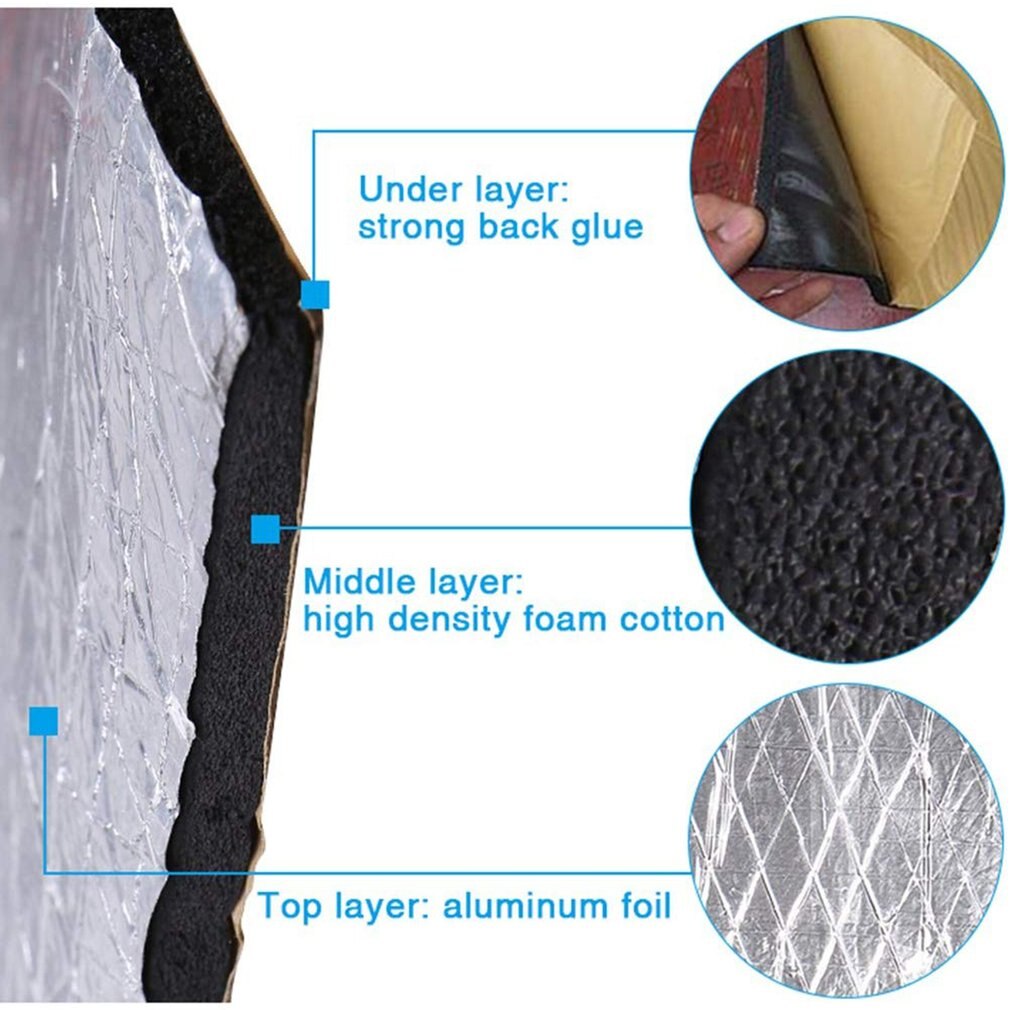 Tapis isolant insonorisant en laine | Camion de voiture, pare-feu de voiture, mousse d'isolation thermique, insonorisant pour voiture